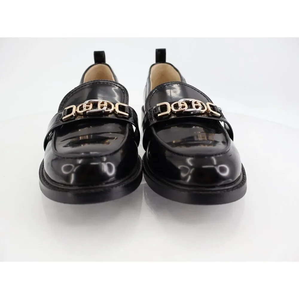 Sam Edelman Christy Bit Loafers Womens 7.5 M Black Vegan Leather Block Heel Flat